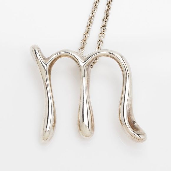 Tiffany & Co. Elsa Peretti Sterling Silver Alphabet Letter M Pendant Necklace - Picture 3 of 3